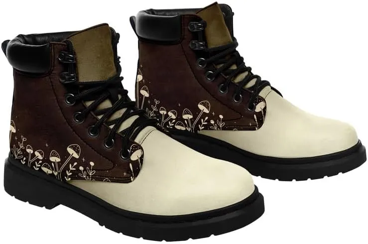 Unisex Mid-top Combat Boots for Men Women Lightweight Fashion Flower Ankle Boots Non-Slip Lace-Up Bootie for Girl