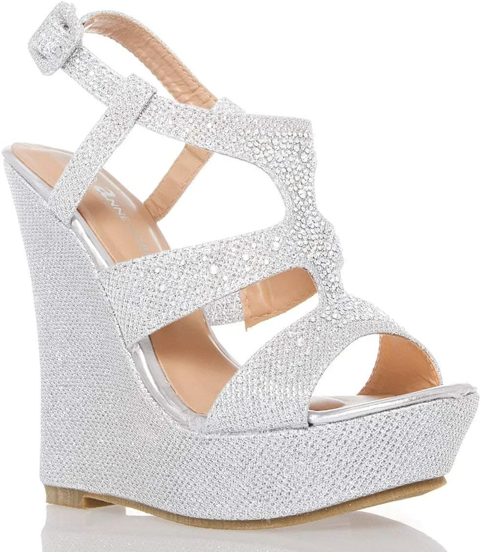 V-Luxury Womens 40-KENDRA1 Open Toe High Heel Wedge Platform Sandal Shoes