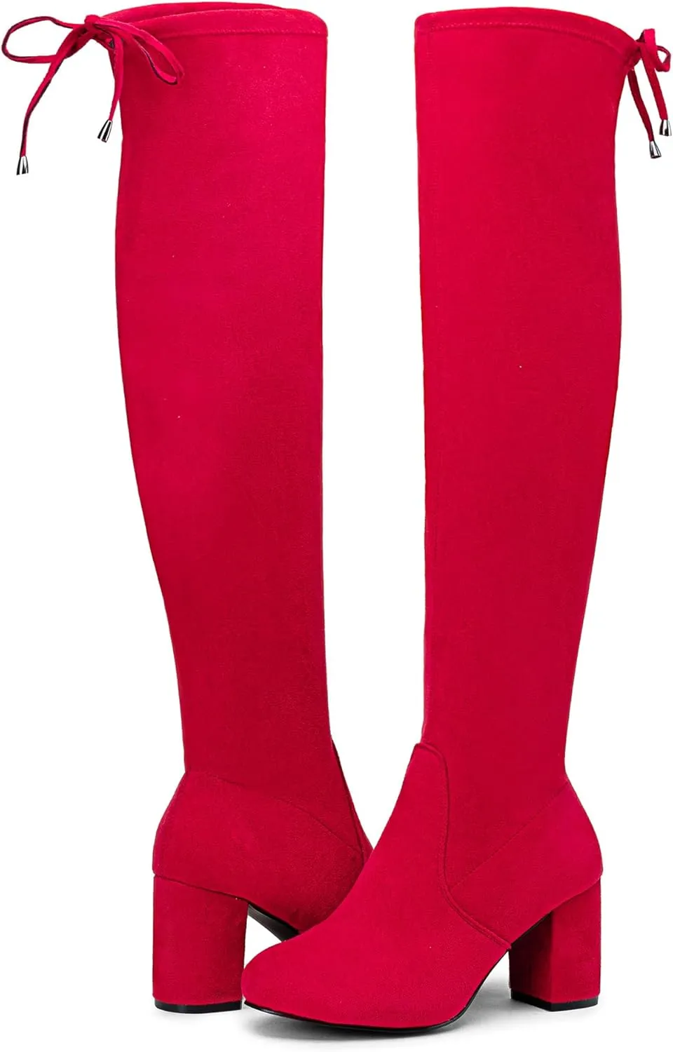 Vepose Women's Over The Knee High Boots Suede Thigh High Boot 3 Inch Chunky Heels Zipper Adjustable Opening Shoes