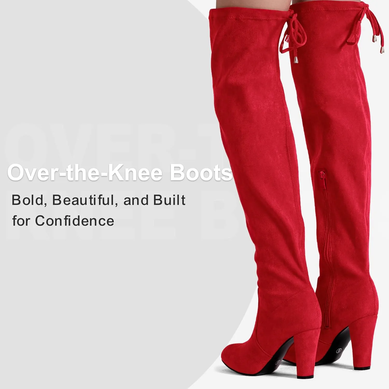 Vepose Women’s Thigh High Over The Knee Boots Suede Fashion Long 3.5 Inch Heel Boots with Zipper