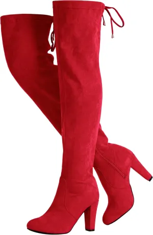Vepose Women’s Thigh High Over The Knee Boots Suede Fashion Long 3.5 Inch Heel Boots with Zipper