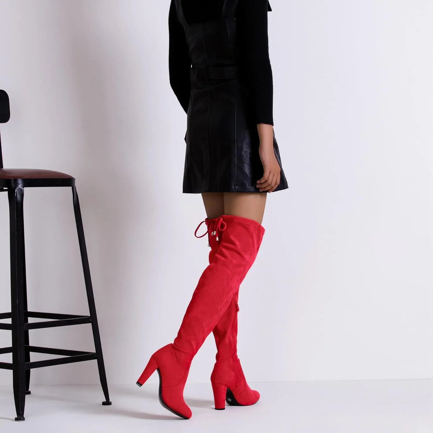 Vepose Women’s Thigh High Over The Knee Boots Suede Fashion Long 3.5 Inch Heel Boots with Zipper