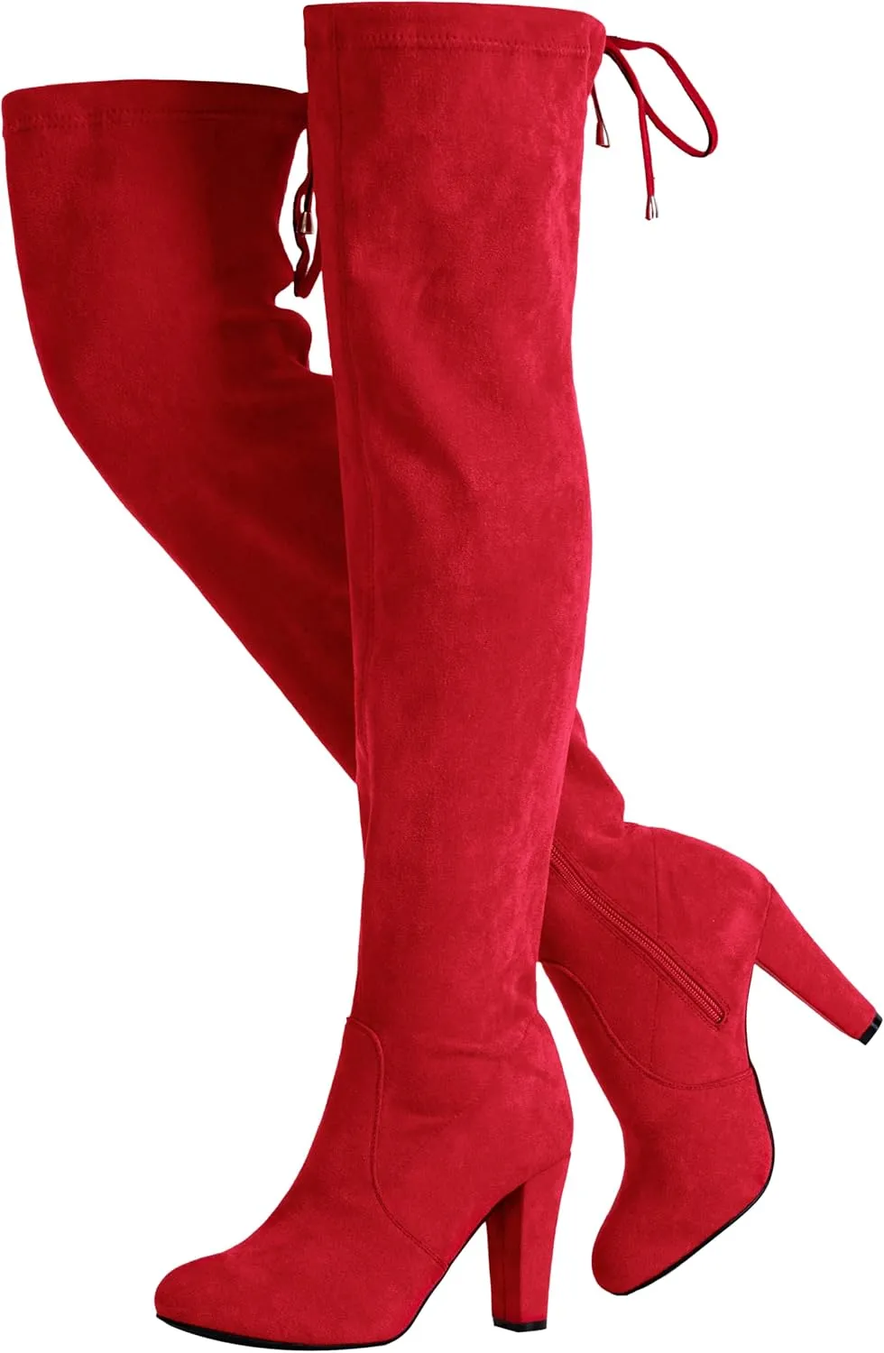 Vepose Women’s Thigh High Over The Knee Boots Suede Fashion Long 3.5 Inch Heel Boots with Zipper