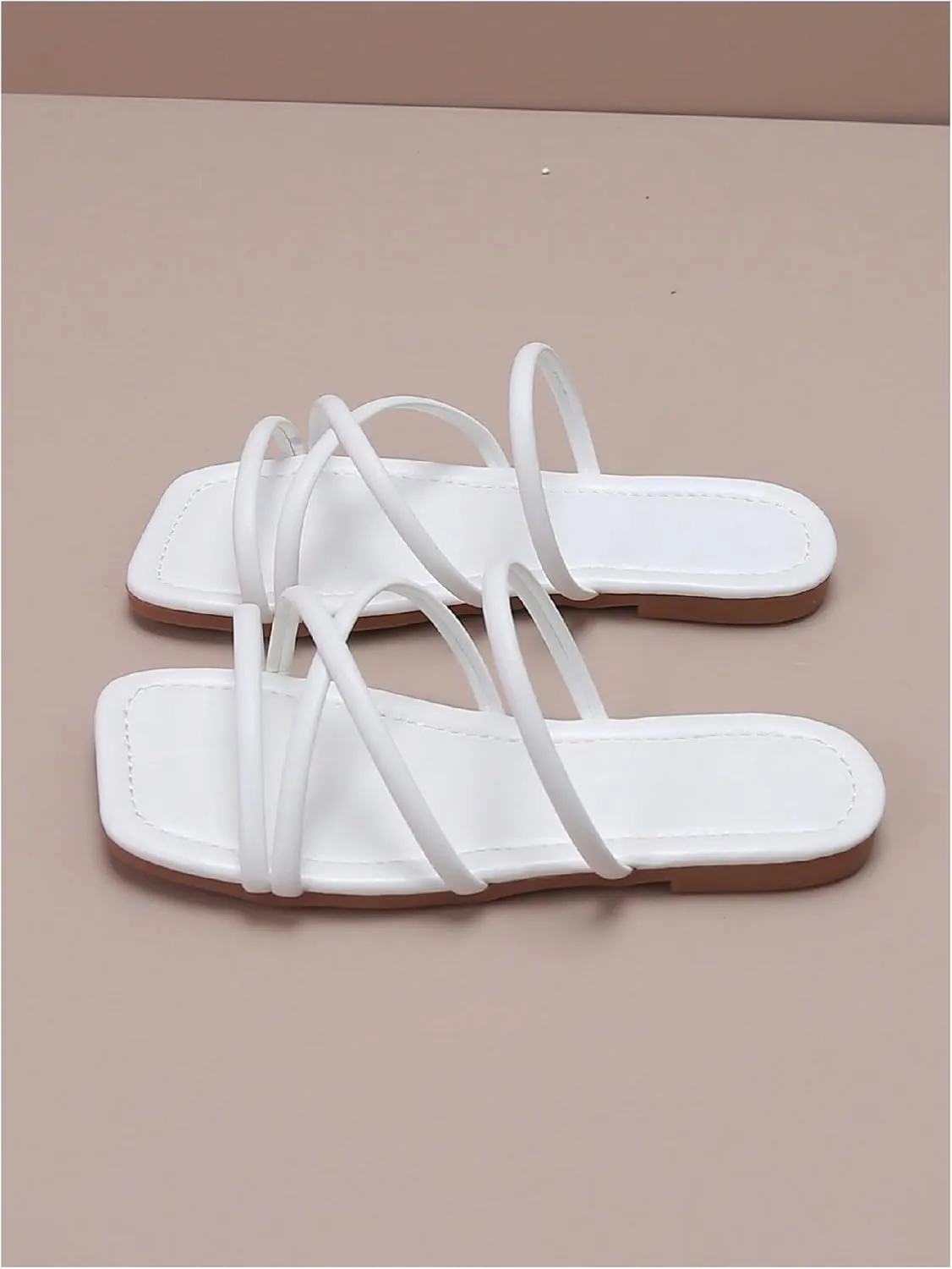 Verdusa Girl's Strappy Slides Slippers Y2k Criss Cross Open Toe Slip on Leather Sandals