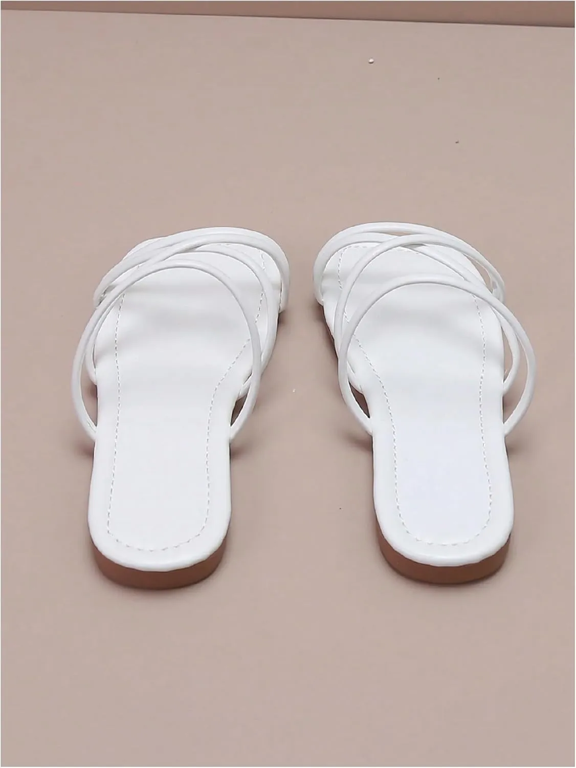 Verdusa Girl's Strappy Slides Slippers Y2k Criss Cross Open Toe Slip on Leather Sandals