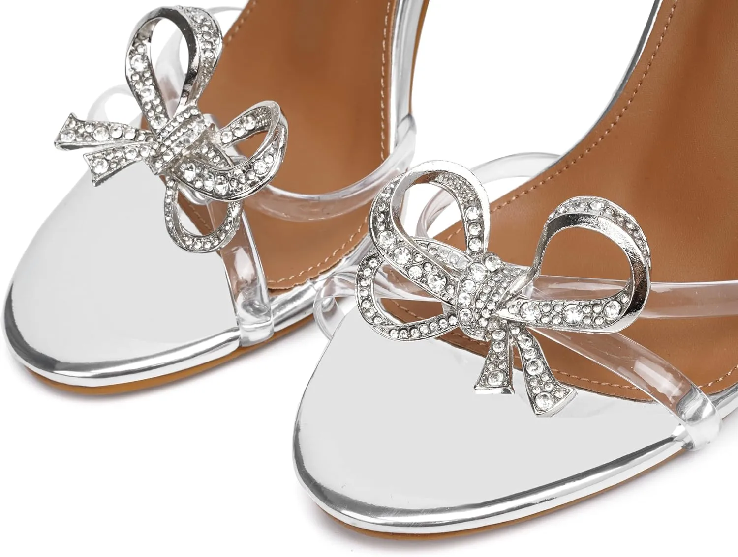 Vertundy Women's Slingback Heeled Sandals Slip On Stiletto Heels Open Toe High Rhinestone Bow Decoration Dress Party Wedding Elegant Shoes for Women