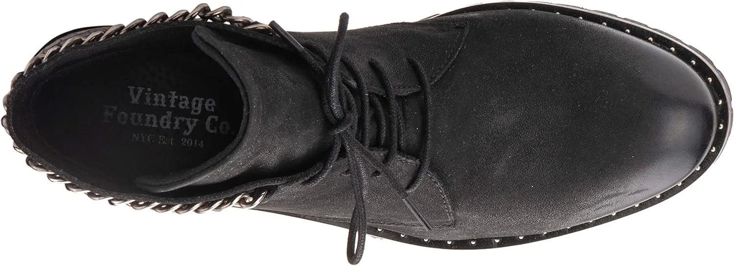 VINTAGE FOUNDRY CO. EST. 2014 Womens Olga Ankle, Square Toe Boots, Textile Lining, Block Heels Rubber Outsole
