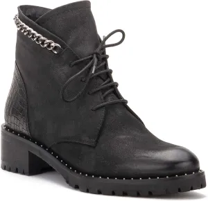 VINTAGE FOUNDRY CO. EST. 2014 Womens Olga Ankle, Square Toe Boots, Textile Lining, Block Heels Rubber Outsole