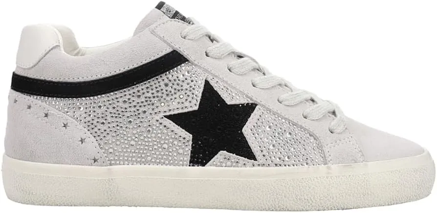 Vintage Havana Womens Bounce Metallic Croc Perforated Lace Up Sneakers Shoes Casual - Black, Grey, Silver