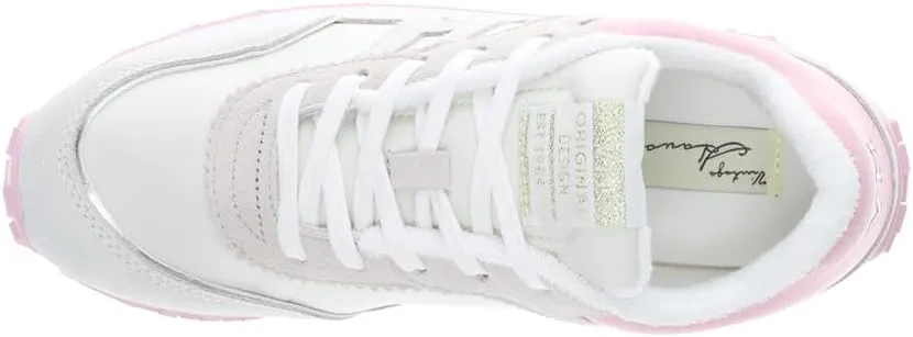 Vintage Havana Womens Cosmic Lace Up Sneakers Shoes Casual - Off White, Pink