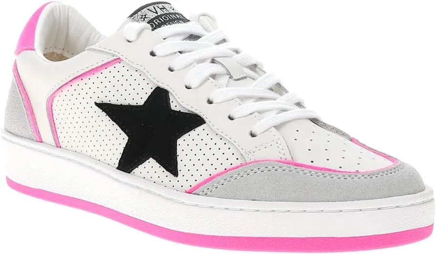 Vintage Havana Womens Delma 2 Perforated Lace Up Sneakers Shoes Casual - Pink, White