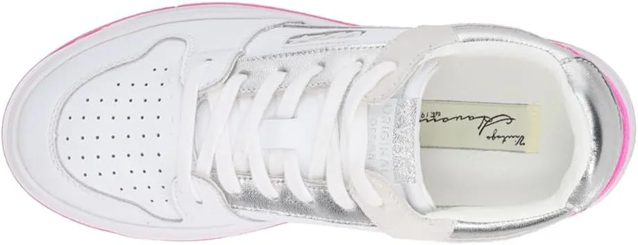 Vintage Havana Womens Finesse Metallic Perforated Lace Up Sneakers Shoes Casual - White