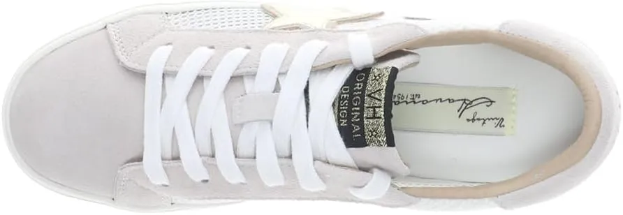 Vintage Havana Womens Free Metallic Lace Up Sneakers Shoes Casual - Gold, Grey
