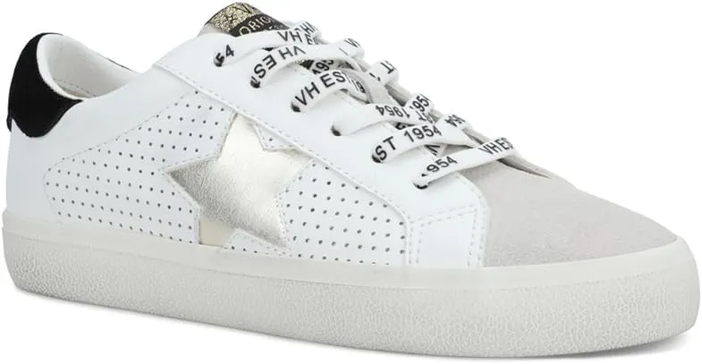 Vintage Havana Womens Gadol Perforated Metallic Slip On Sneakers Shoes Casual - Silver, White