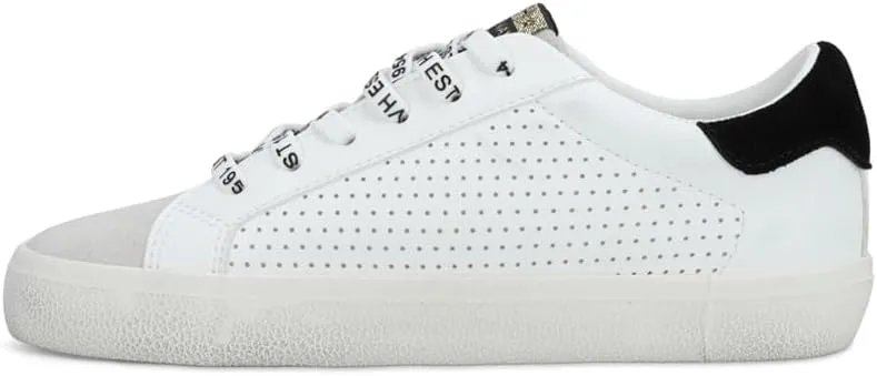 Vintage Havana Womens Gadol Perforated Metallic Slip On Sneakers Shoes Casual - Silver, White