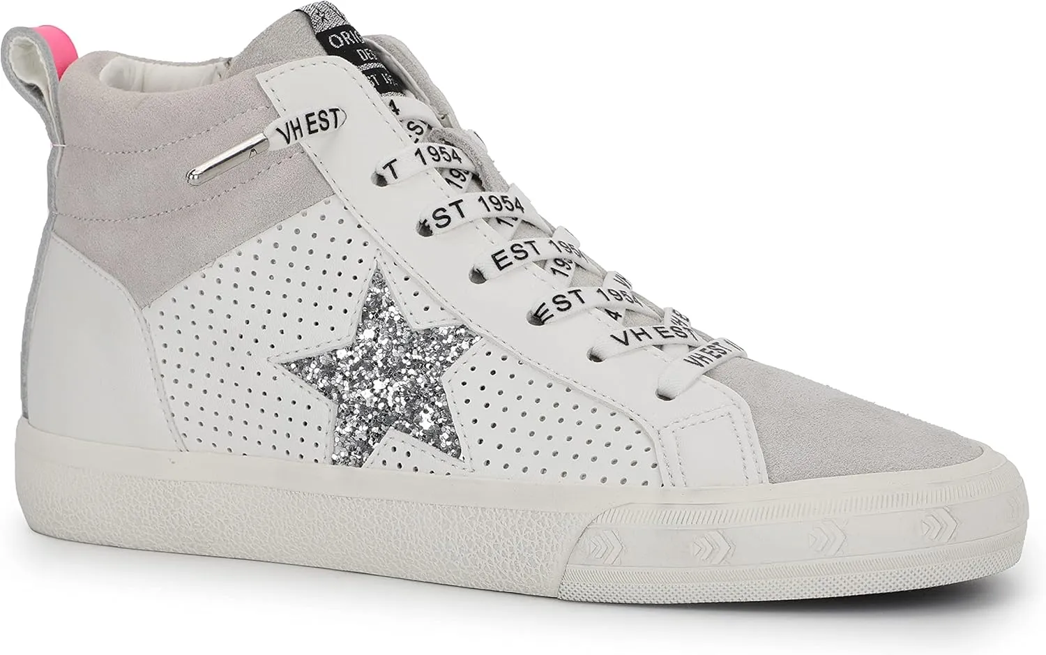 Vintage Havana Womens Lester Perforated High Slip On Sneakers Shoes Casual - Grey