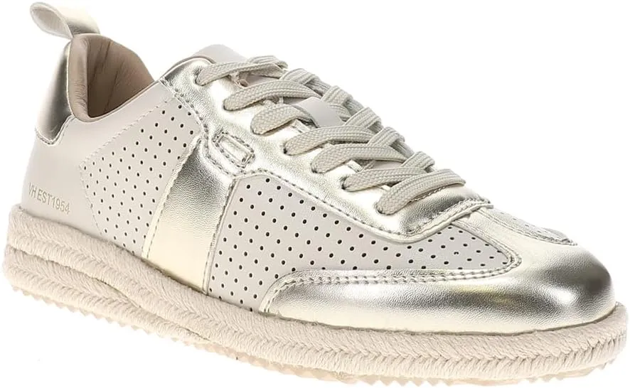 Vintage Havana Womens May Metallic Espadrille Sneakers Shoes Casual - Gold, Off White