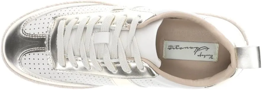 Vintage Havana Womens May Metallic Espadrille Sneakers Shoes Casual - Gold, Off White