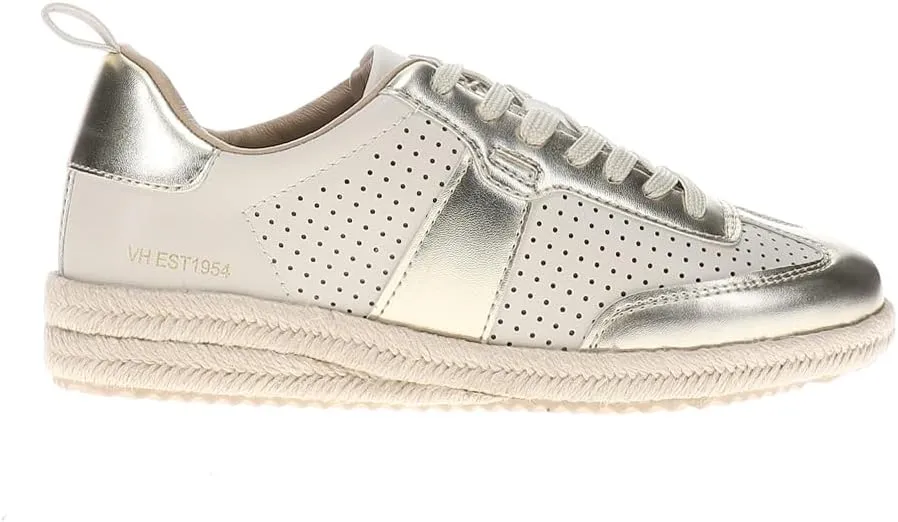 Vintage Havana Womens May Metallic Espadrille Sneakers Shoes Casual - Gold, Off White