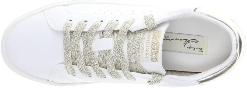 Vintage Havana Womens Vintage Perforated Lace Up Sneakers Shoes Casual - Gold, White