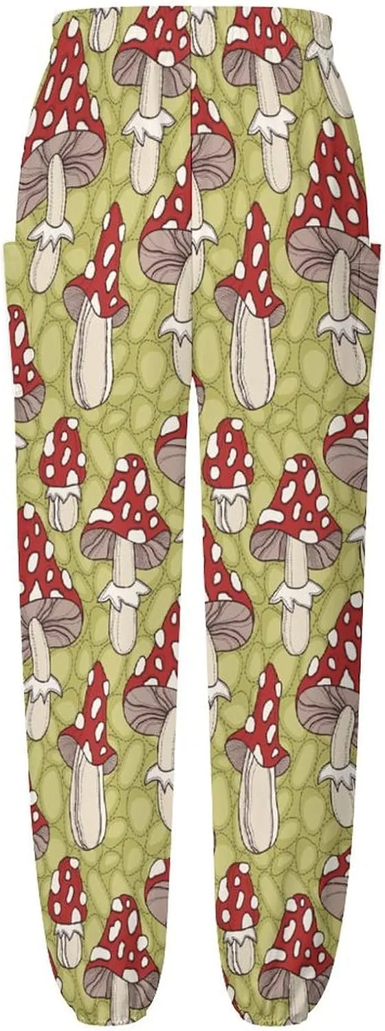 Vintage Mushroom Yoga Bloomers Womens Hippie Harem Pant Knickerbockers Elastic Gym Leggings Loose Casual Sweatpants