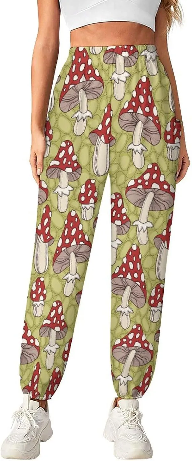 Vintage Mushroom Yoga Bloomers Womens Hippie Harem Pant Knickerbockers Elastic Gym Leggings Loose Casual Sweatpants