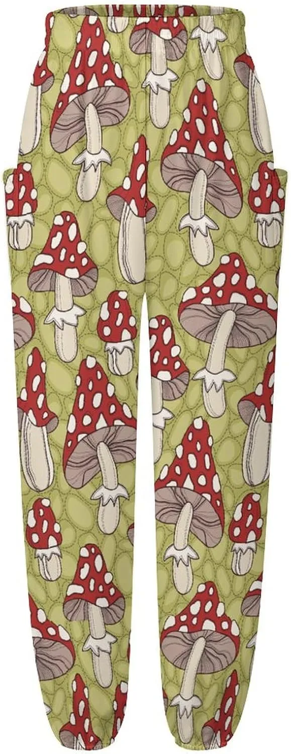 Vintage Mushroom Yoga Bloomers Womens Hippie Harem Pant Knickerbockers Elastic Gym Leggings Loose Casual Sweatpants
