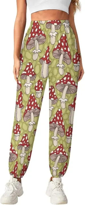 Vintage Mushroom Yoga Bloomers Womens Hippie Harem Pant Knickerbockers Elastic Gym Leggings Loose Casual Sweatpants