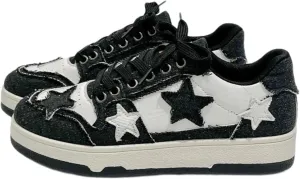 Vintage Star Pattern Platform Canvas Sneakers Trendy Low Top Casual Shoes for Women Versatile and Stylish