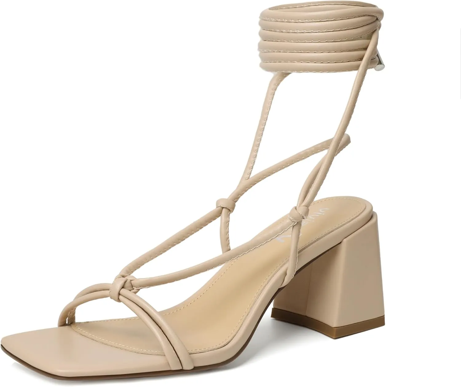 vivianly Women's Lace Up Chunky Heel Sandals Strappy Straps Ankle Wrap Heels
