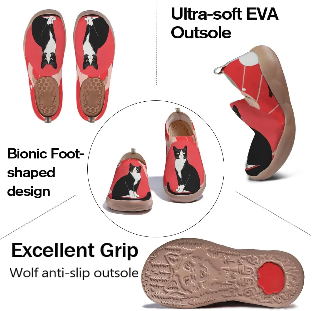 Walking Sneakers for Women Art Painted Travel Slip On Shoes Lightweight Comfort Knitted Casual Loafers