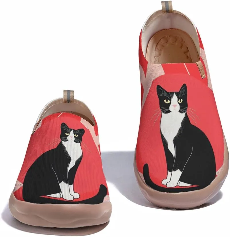 Walking Sneakers for Women Art Painted Travel Slip On Shoes Lightweight Comfort Knitted Casual Loafers