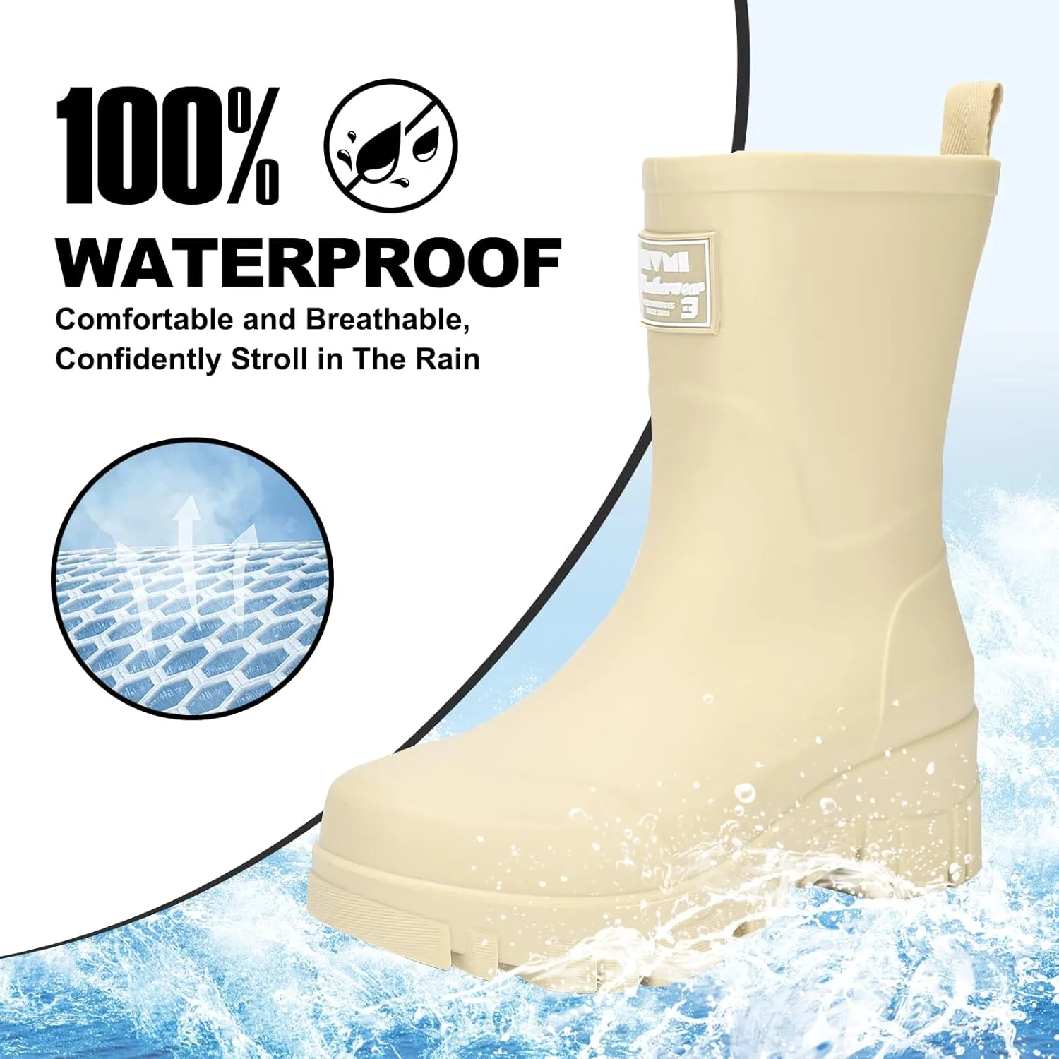 Waterproof Boots for Women Rain Boots Stylish Non Slip Rubber Boots Durable Garden Boots, Platform Mud Boots Fishing Boots for Outdoor Fashionable Booties