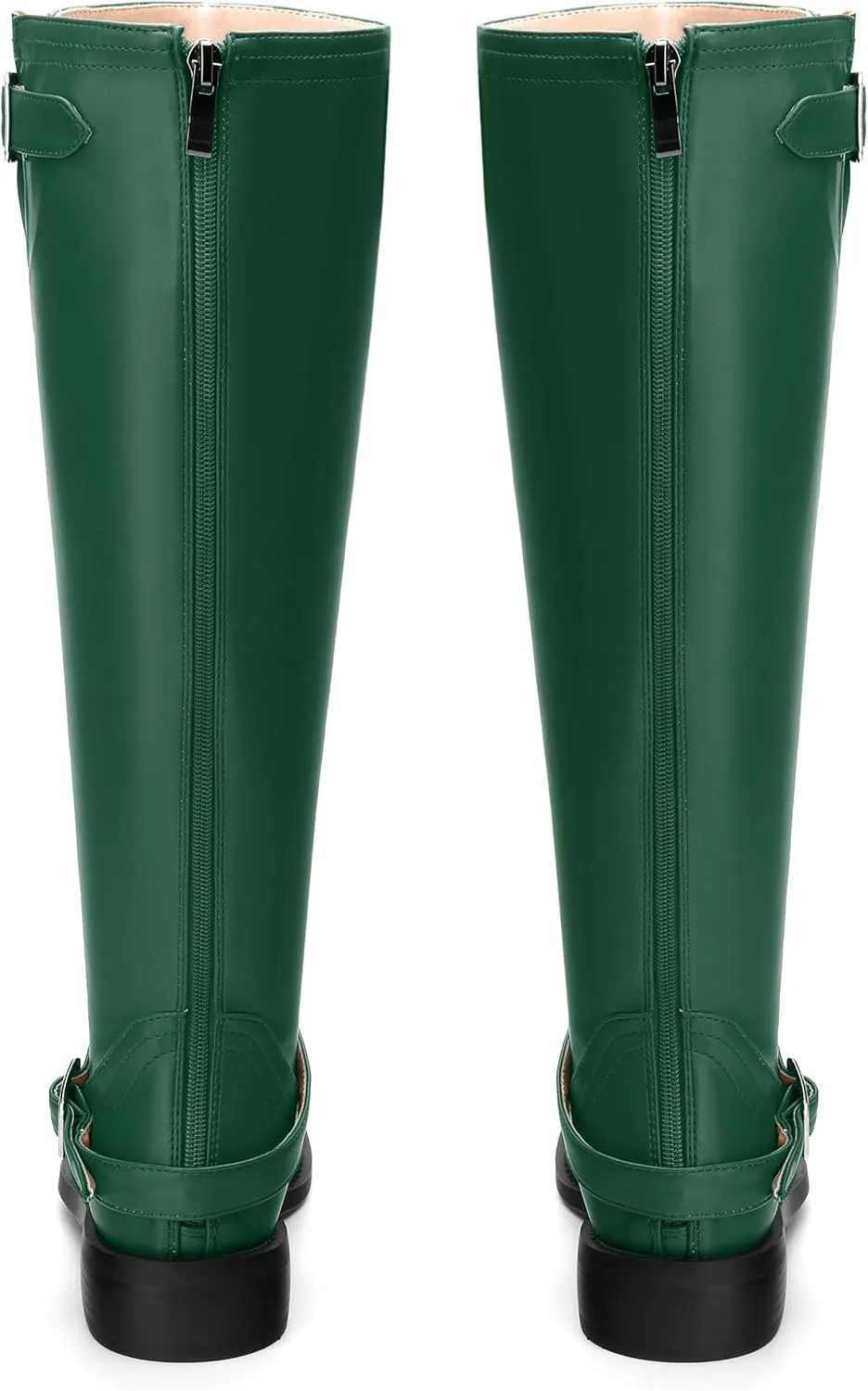 WAYDERNS Knee High Boots for Women Low Heel Round Toe 1 Inch Tall Boots Zipper Comfortable Riding Party Fall Winter Boots