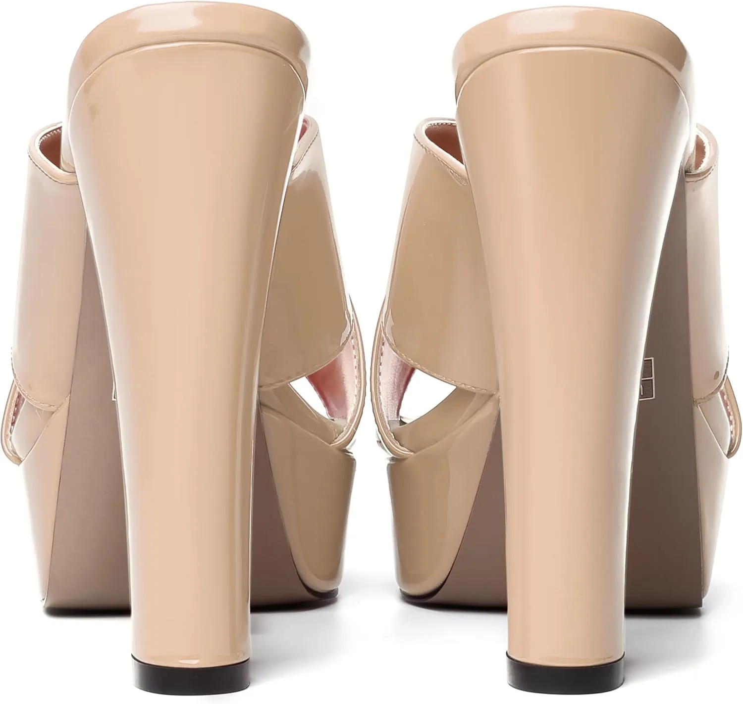 WAYDERNS Womens Slip On Patent Peep Toe Dating Fashion Block High Heel Platforms Sandals 5 Inch