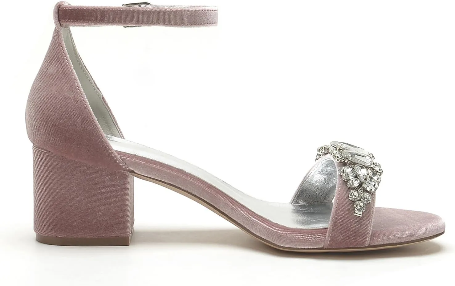 Wedding High Heels Block Pumps Open Toe Women Bridal Shoes Ankle Strap Bride Shoes Sandals Party Dress Rhinestones Bridesmaids