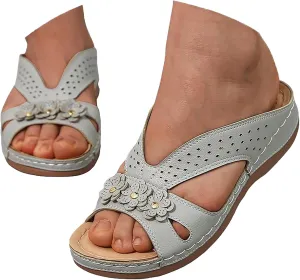 Wedge Sandals for Women 2025 Slip On Dressy Summer Comfortable Slip On Walking Sandals Flowers Wide Width Cross Strap Dress Shoes