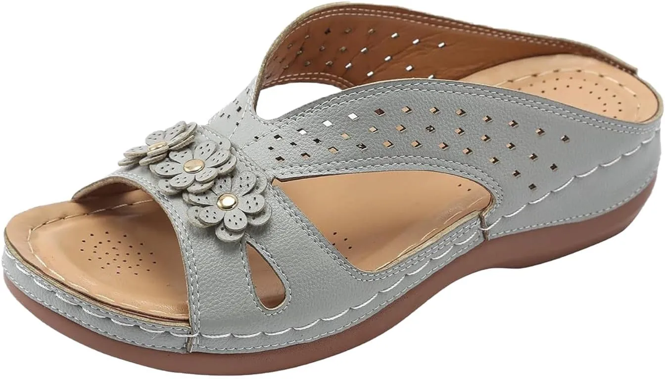 Wedge Sandals for Women 2025 Slip On Dressy Summer Comfortable Slip On Walking Sandals Flowers Wide Width Cross Strap Dress Shoes