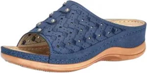 Wedge Sandals for Women Breathable Low Heel Sandal Hollow Out Walking Slippers Casual Comfortable Arch Support Sandals Summer Slip on Shoes Beach Vacation Shoe