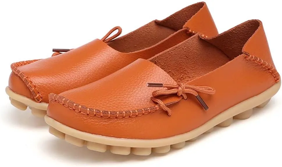 WERWAES Casual Womens Loafers Comfortable Leather Penny Flats Slip on Loafers Breathable Lightweight Driving Classic Moccasins Loafer Shoes for Womens