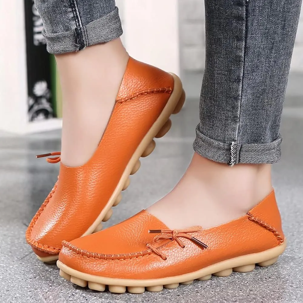 WERWAES Casual Womens Loafers Comfortable Leather Penny Flats Slip on Loafers Breathable Lightweight Driving Classic Moccasins Loafer Shoes for Womens
