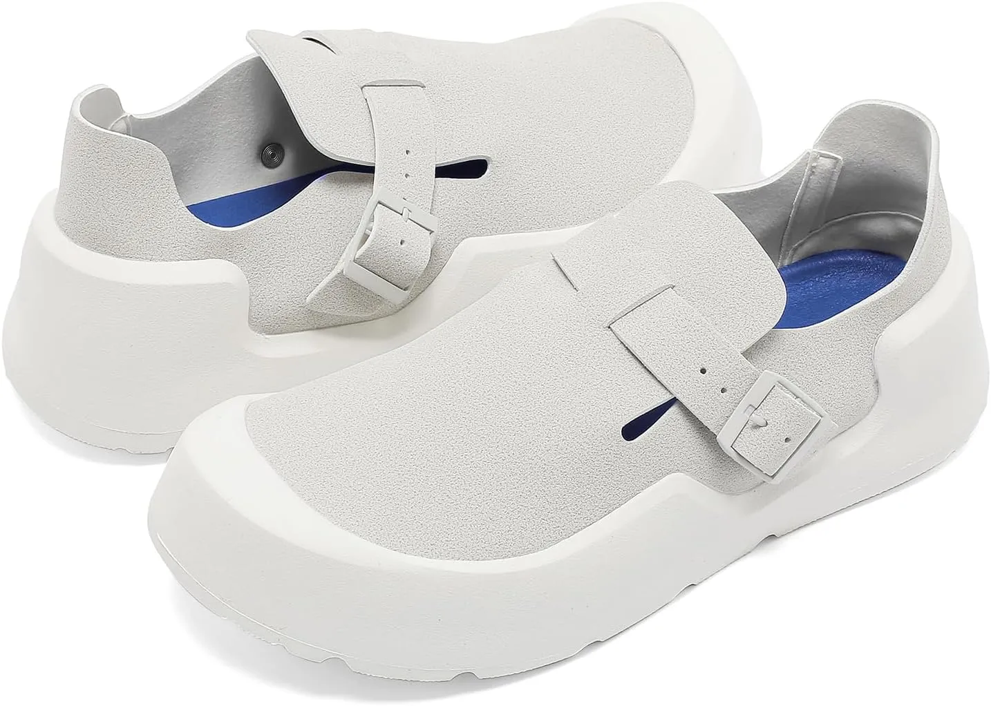 Wide Toe Box Shoes Women Clogs with Adjustable Buckle, Low-Top Platform Closed Toe Mules, Slip On Potato Loafers Shoes Sneakers Outdoor, Casual Armadillo Chef Sandals Arch Support