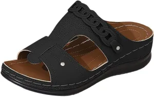 Wide Toe Sandals for Women Casual Plantar Fasciitis Slippers Summer Orthopedic Wedge Sandal Comfort Beach Sandals Stylish Soft Slip on Platform Slippers Walking Slipper with Arch Support