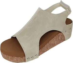 Wide Width Platform Wedge Sandals For Women Summer Dressy,Womens Open Toe Buckle Ankle Strap Cork Orthopedic Sandals Women's Slip On Beach Walking Shoes