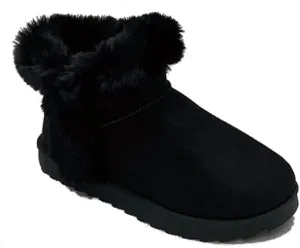 Wild Diva Women's Winter Snow Boots Suede Leather Faux Fur Lining Winter Short Booties