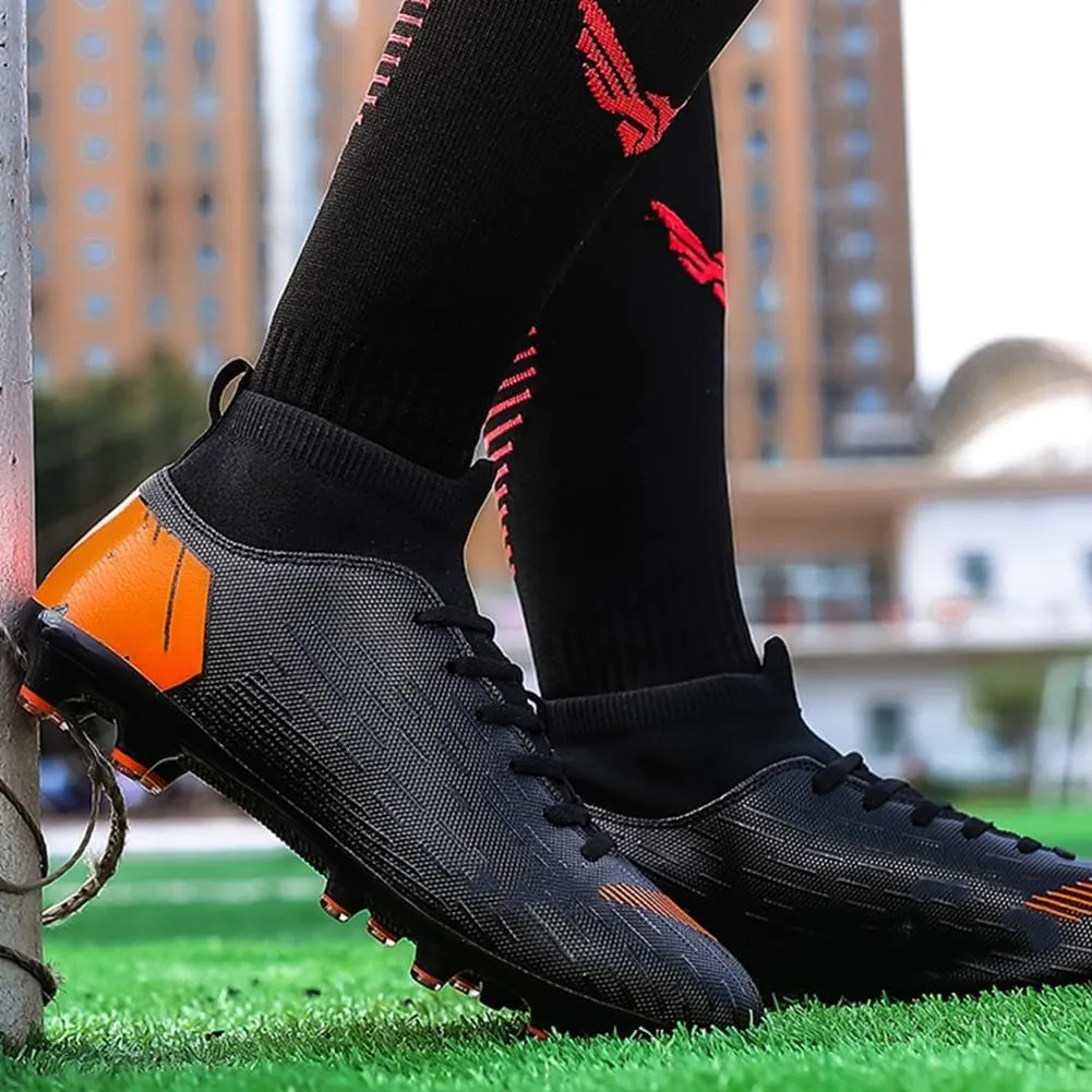 WILTENA Unisex Fashion Womens High Top Lightweight Soccer Cleats Mens Classic Football Boots Shoes
