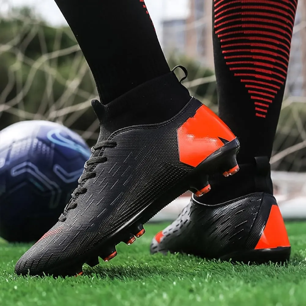 WILTENA Unisex Fashion Womens High Top Lightweight Soccer Cleats Mens Classic Football Boots Shoes