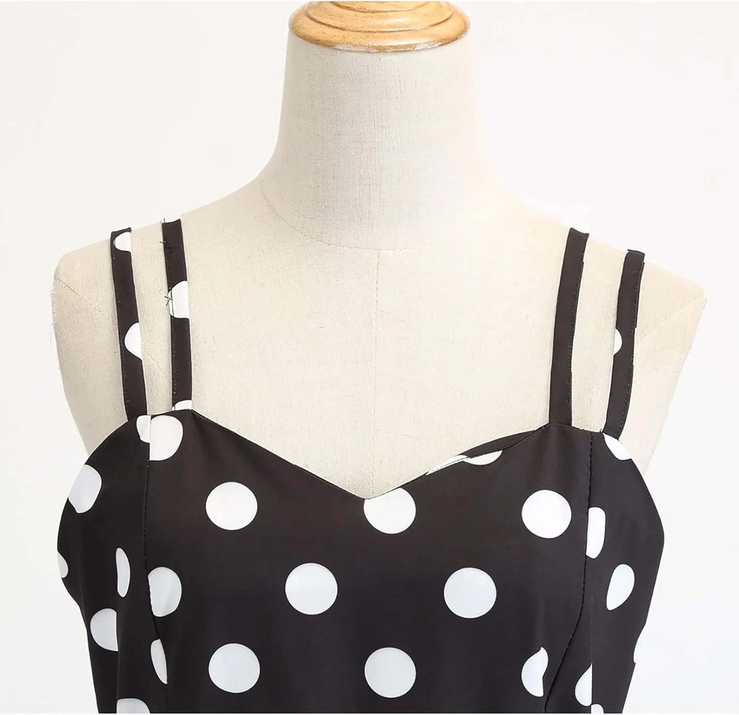 Women 1950s Party Midi Gowns Sleeveless Polka Dot Print Evening Prom Swing Dress
