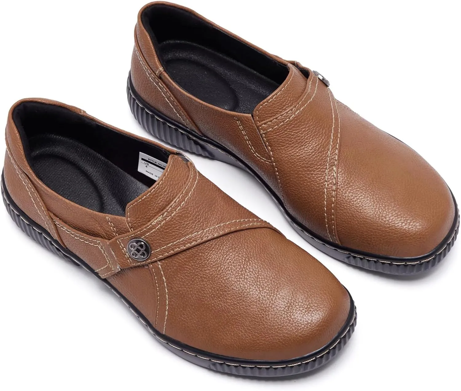 Women Casual Slip on Leather Loafers Dress Walking Shoes