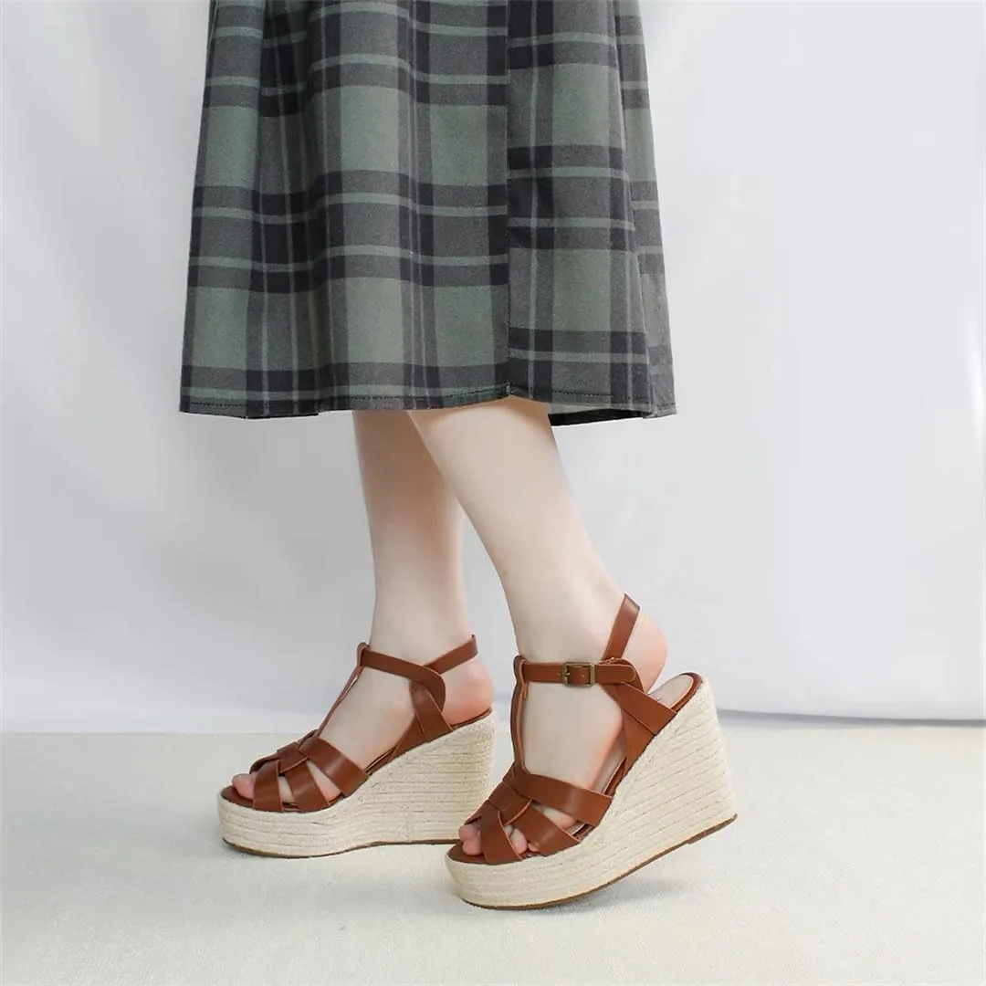 Women Elegant Gladiator Sandals Wedge High Heels Ankle Strap Open Toe Platform Party Shoes